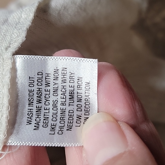 Style & Co Size 10 Oatmeal Colored 100% Linen Studded Neckline Short Sleeve Top - Picture 12 of 12